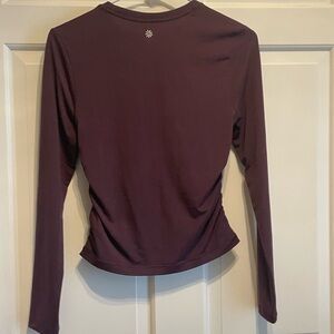 Athleta Ruched Long-Sleeve Crewneck Top in Deep Plum
